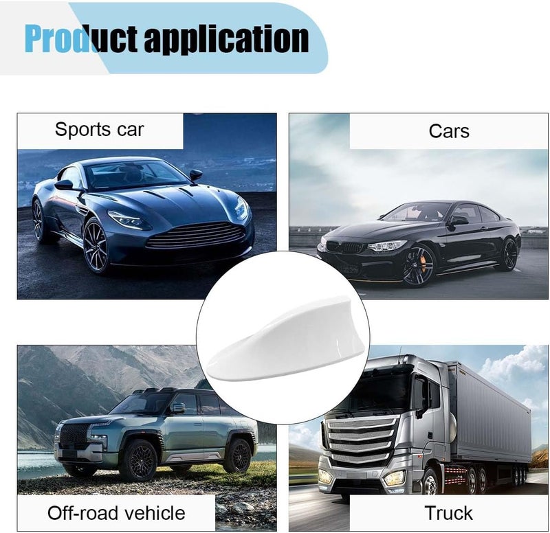 LHDOS Car Shark Fin Antenna Cover, Plastic Automotive Signal Roof Aerial Cover with Adhesive Tape, Universal Roof Mount Antenna Replacement Vehicle Decorative Cover for Car Truck SUV (White) - Image 5